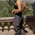 cargo pants, cargo jeans, parachute pants, charcoal pants, streetwear style, streetwear vibe, streetwear aesthetic, ootd, matching set, cool girl style, affordable clothing, affordable pants, black jeans, black cargos, 90s style, Rachel green cargo pants, Rachel friends cargo pants, Rachel friends pants, Rachel from friends style, Rachel green clothes, friends clothes inspo, black pants, black matching set, charcoal matching set, streetwear matching set